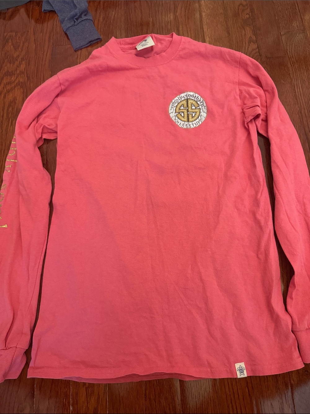 Simply Southern Coral Tee with Gold Logo